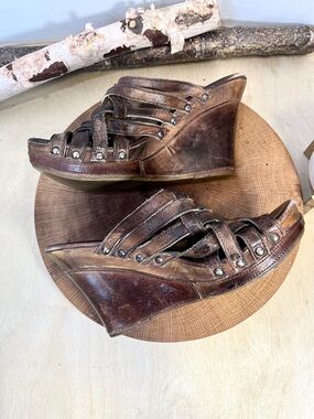 Bed Stu | Cobbler Series Gina II Brown Distressed Leather Wedge Size 10